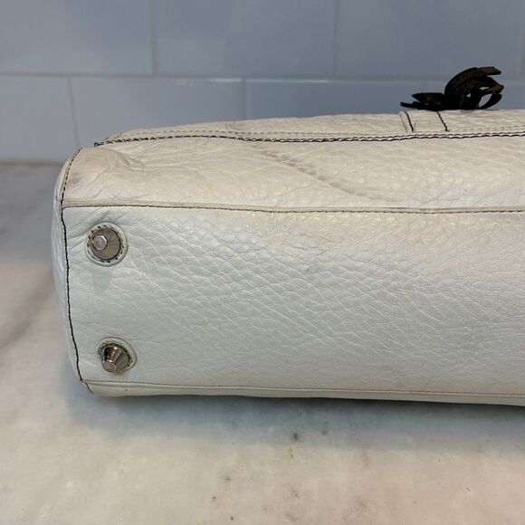 Coach Bag Purse Handbag Leather White Braided Hampton Signature Shoulder Tote - Picture 9 of 16